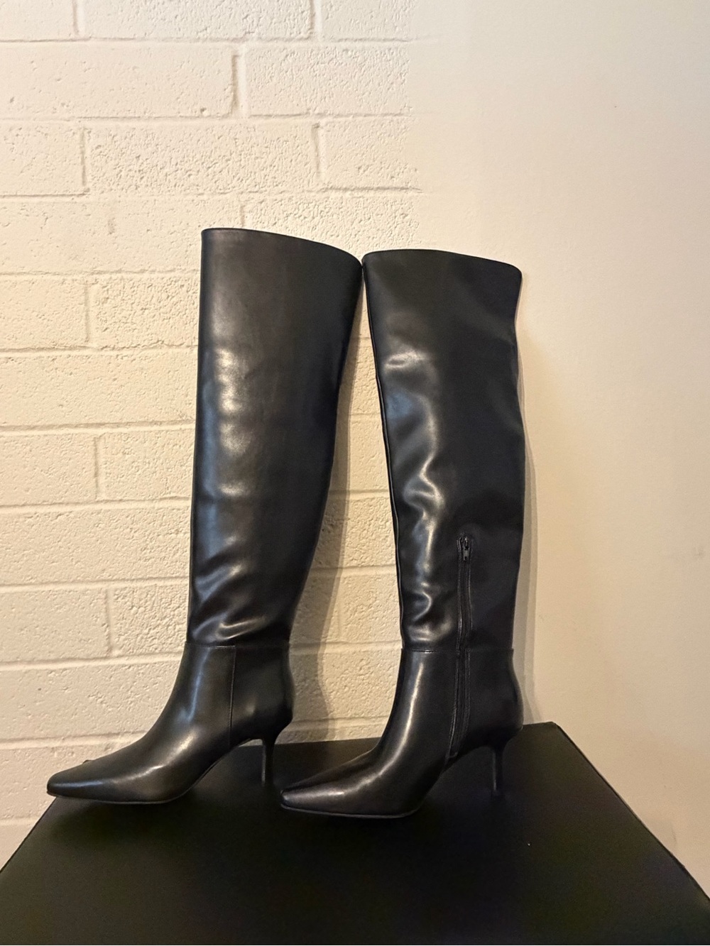 INC International Concepts Black Over-the-Knee Pointed-Toe Stiletto Boots